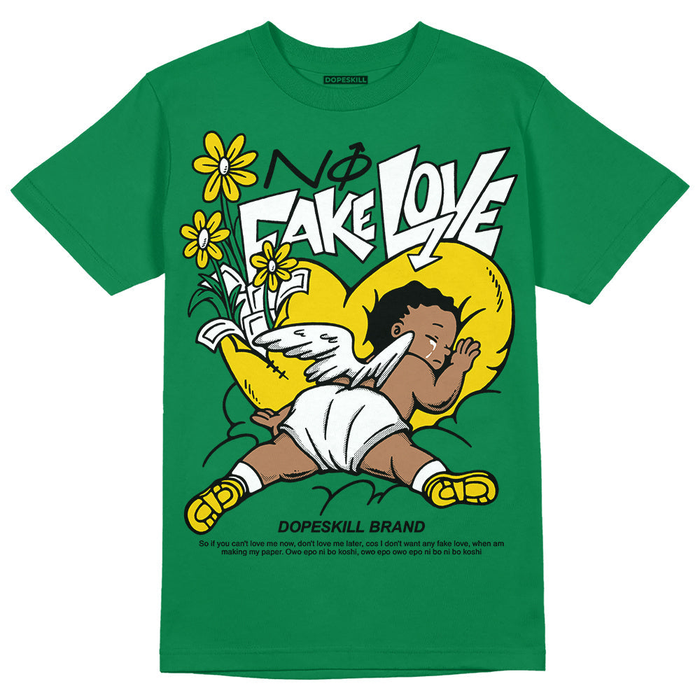 Lucky Green 5s DopeSkill Green T-shirt No Fake Love Graphic