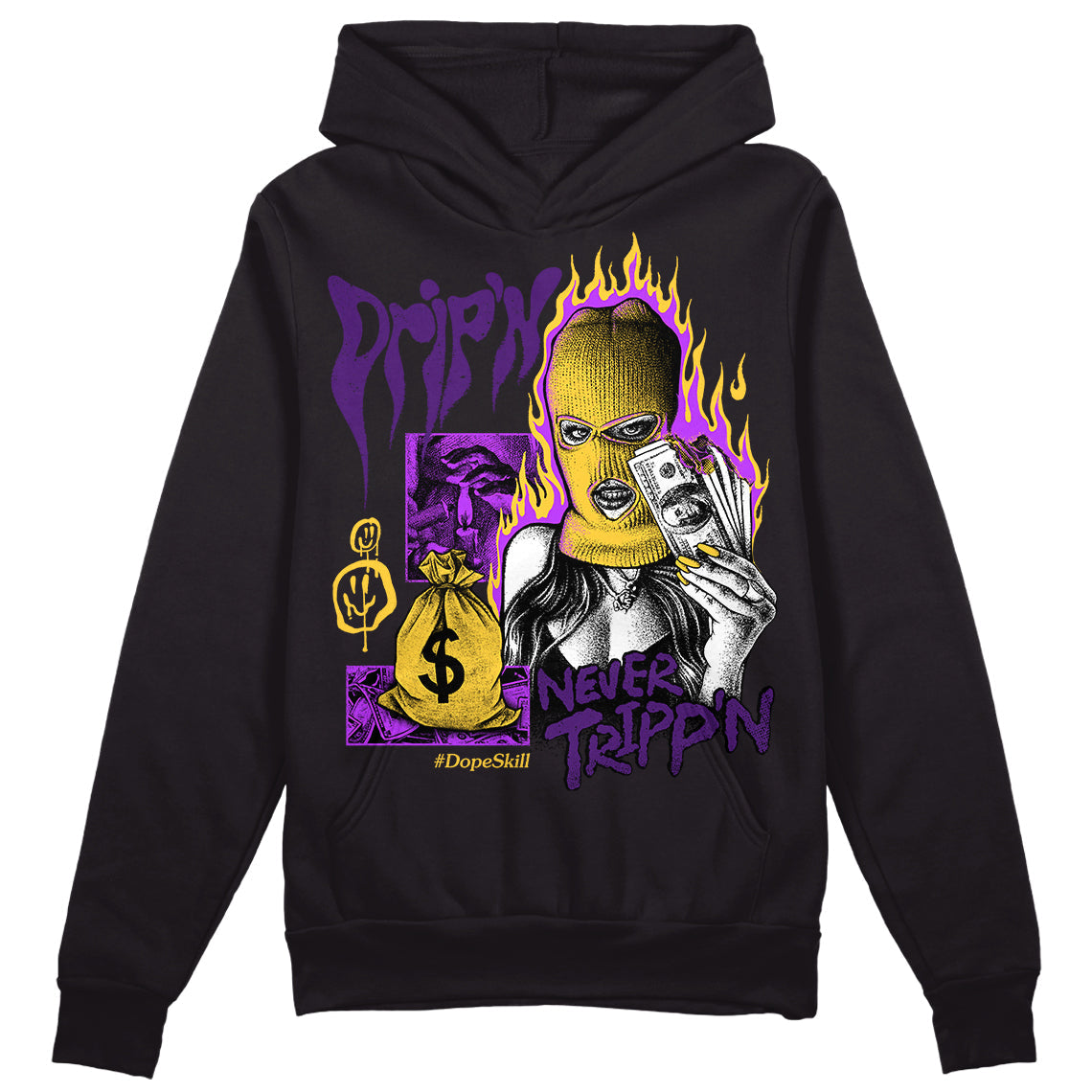 Field Purple 12s DopeSkill Hoodie Sweatshirt Drip'n Never Tripp'n Graphic