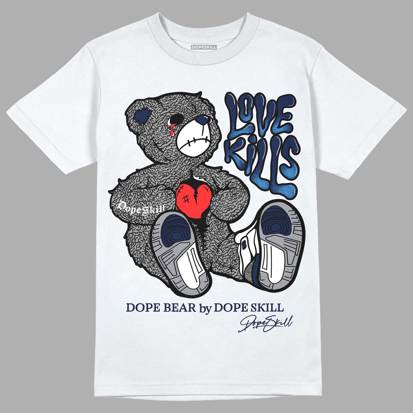 Midnight Navy 3s DopeSkill T-Shirt Love Kills Graphic