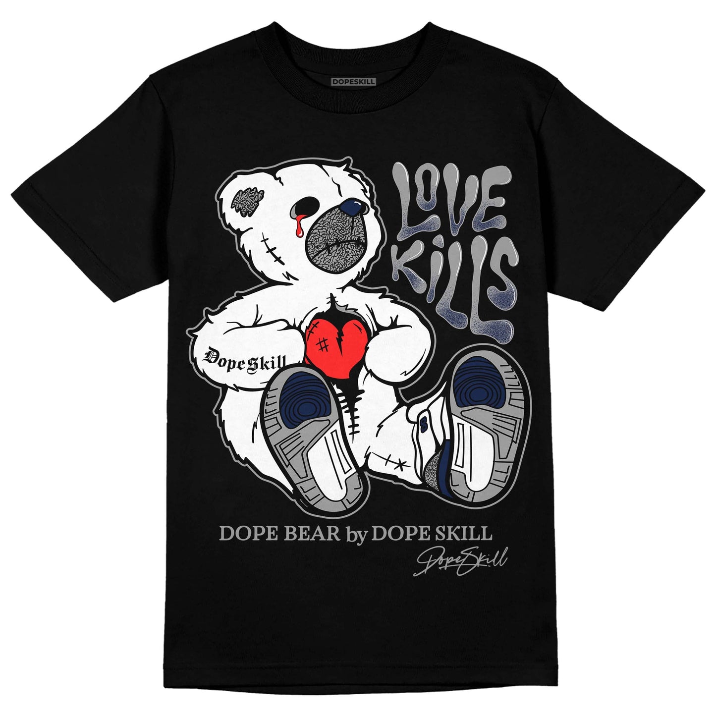 Midnight Navy 3s DopeSkill T-Shirt Love Kills Graphic
