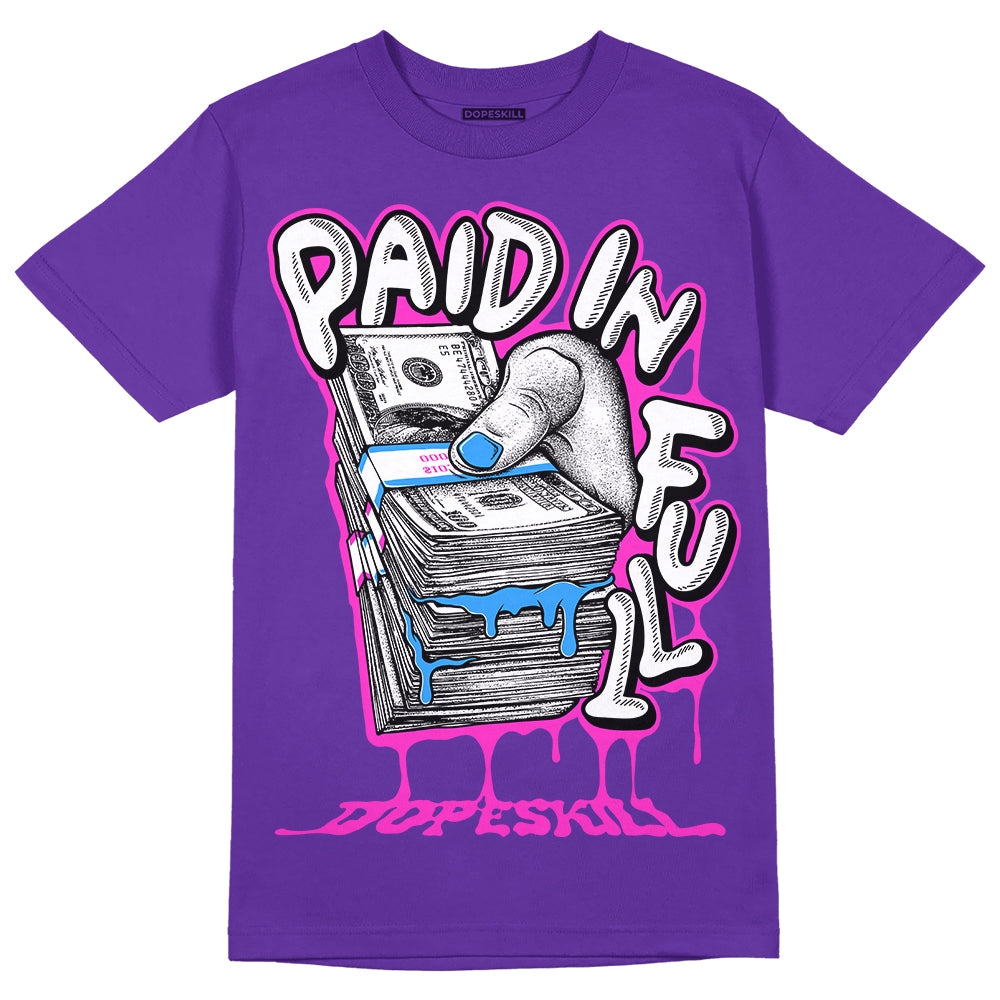 Dunk Purple Championship Court White DopeSkill Purple T-shirt Paid In Full Graphic
