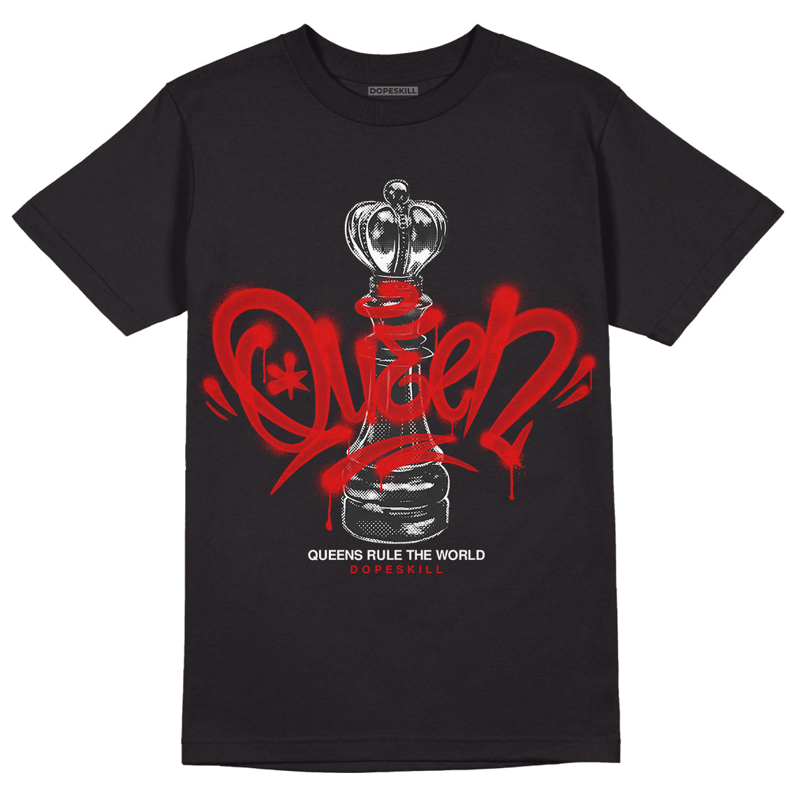 Fire Red 3s DopeSkill T-Shirt Queen Chess Graphic
