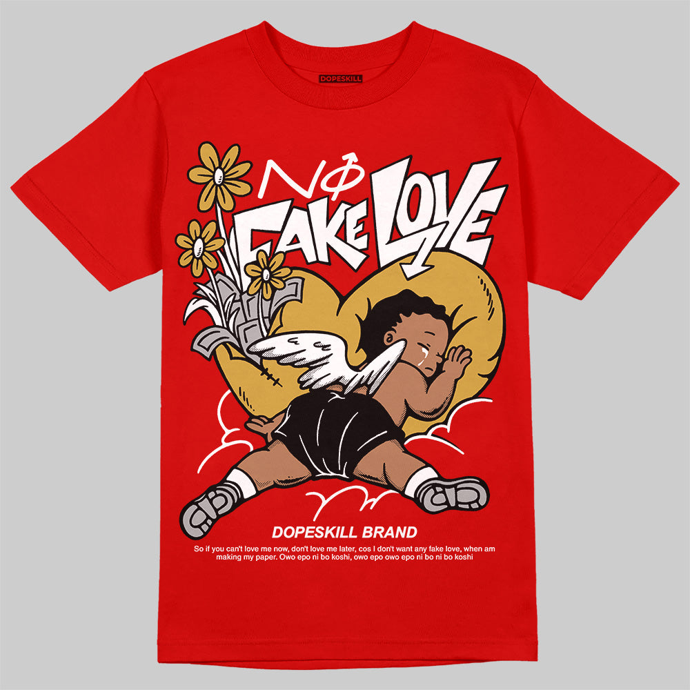 Bred Velvet 11s DopeSkill Red T-shirt No Fake Love Graphic