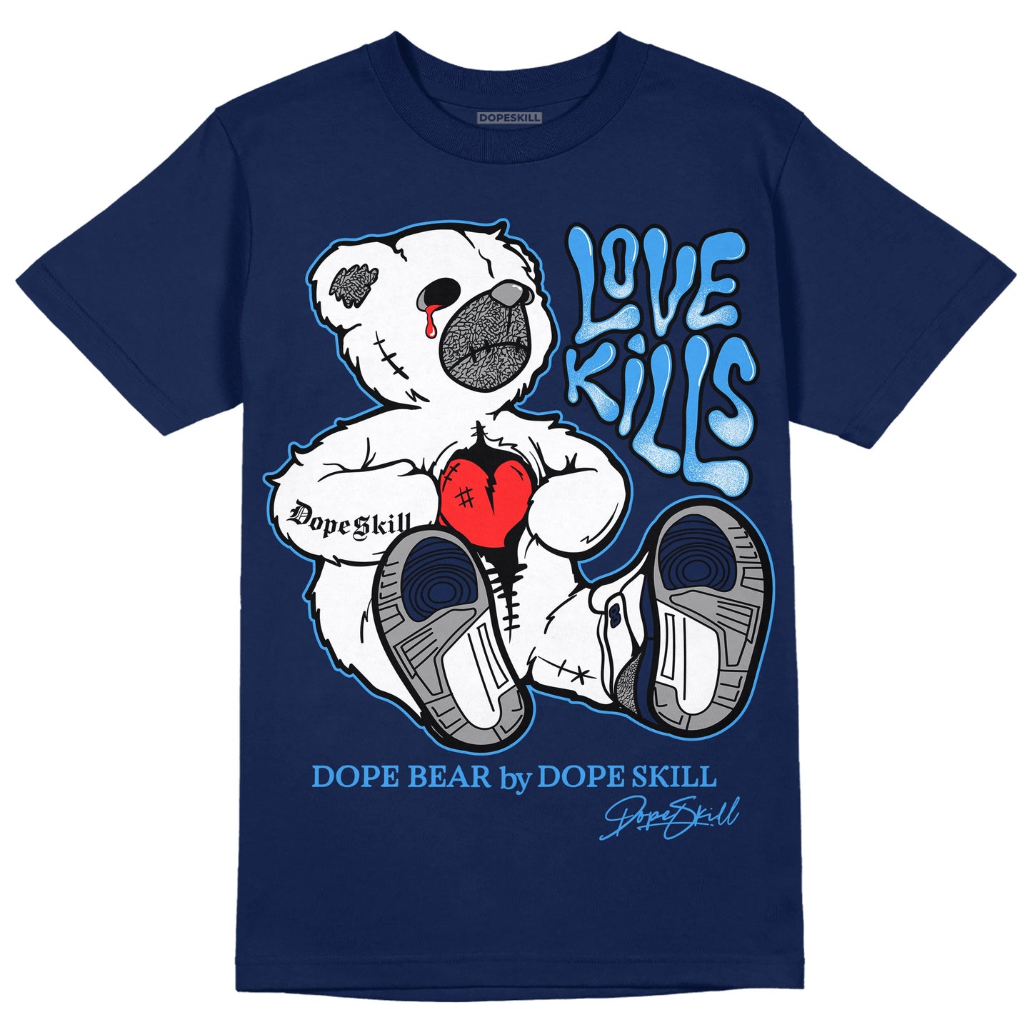Midnight Navy 3s DopeSkill Navy T-shirt Love Kills Graphic
