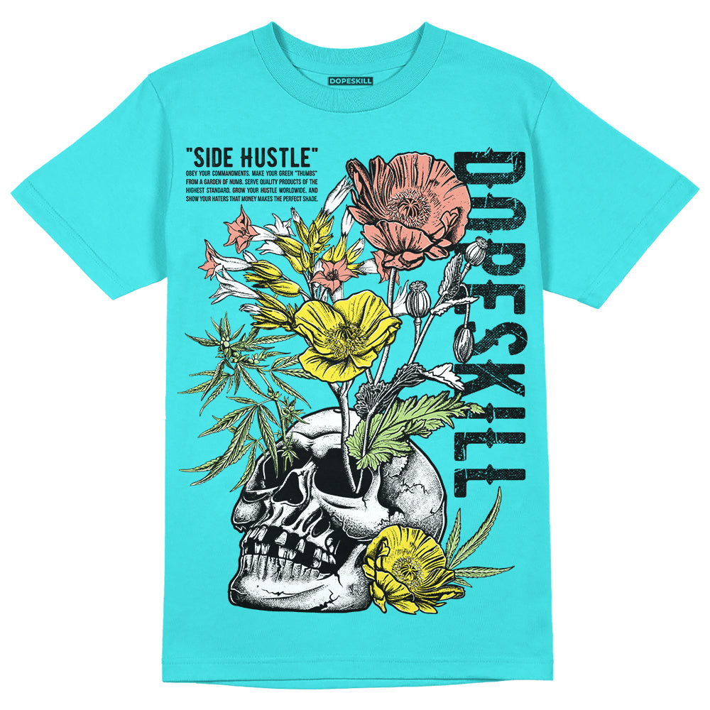 Cyan Burst 9060 DopeSkill Virtual Blue T-Shirt Side Hustle Graphic