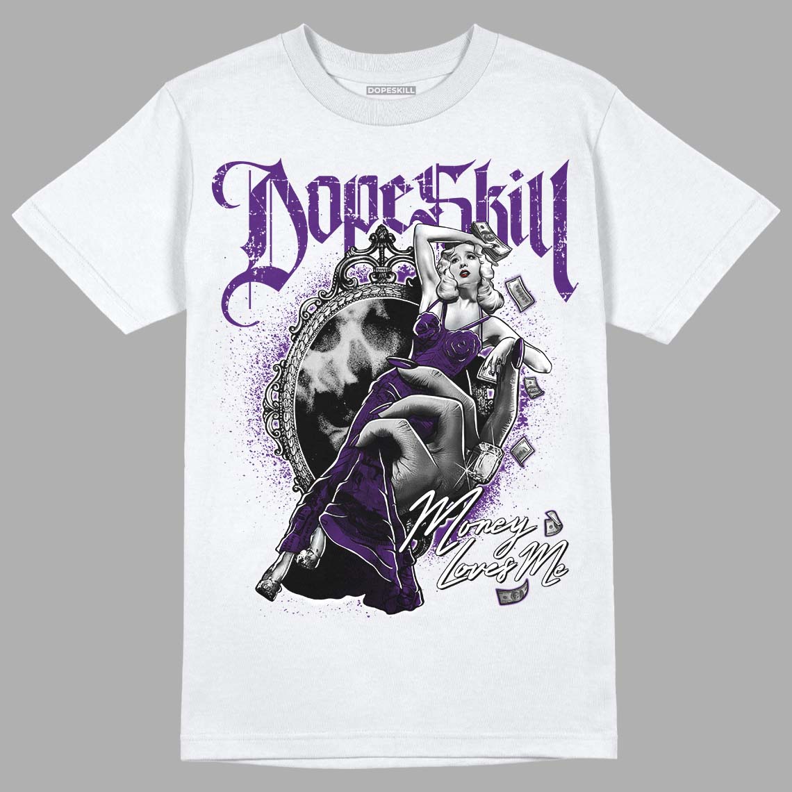 Field Purple 12s DopeSkill T-Shirt Money Loves Me Graphic