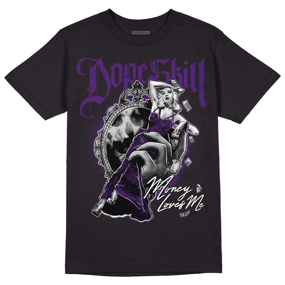 Field Purple 12s DopeSkill T-Shirt Money Loves Me Graphic