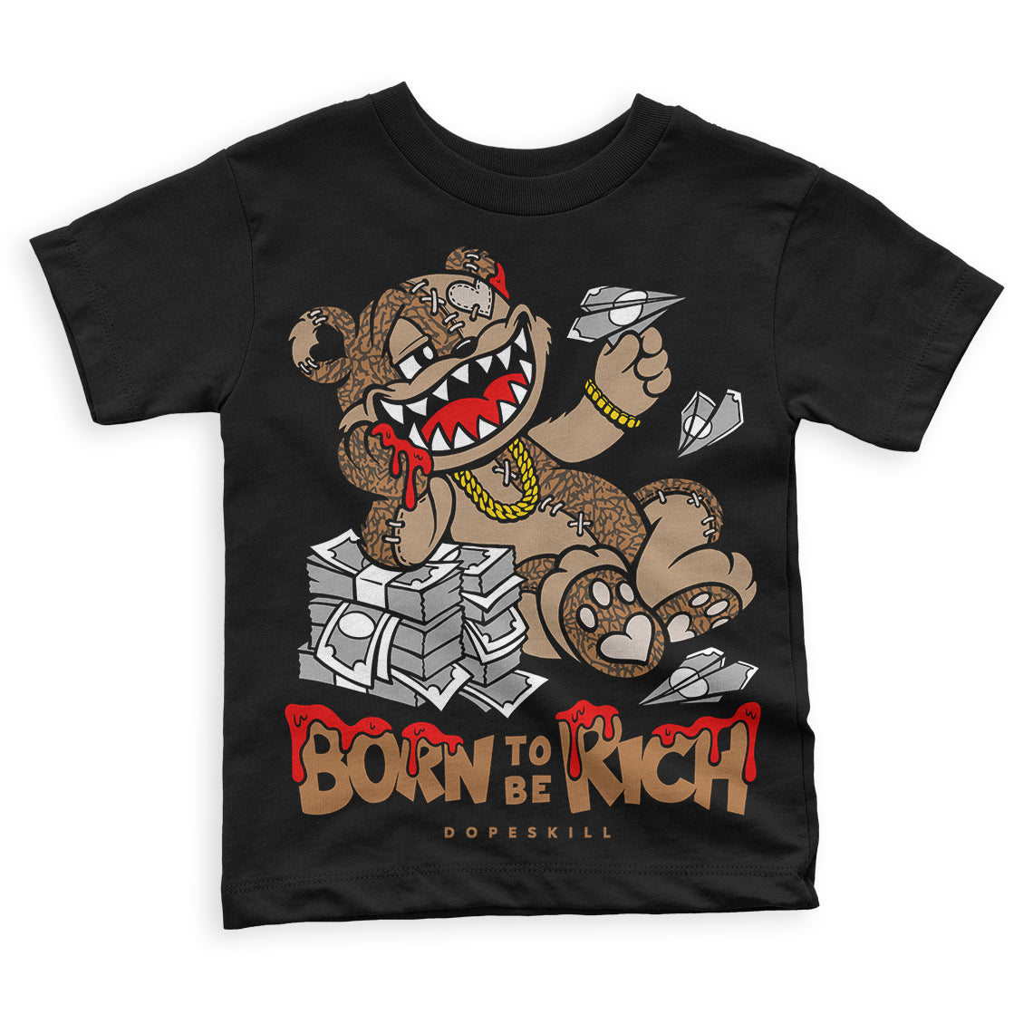 Palomino 3s DopeSkill Toddler Kids T-shirt Born To Be Rich Graphic