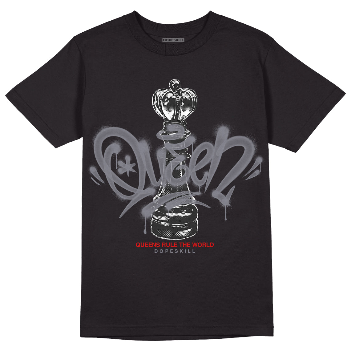 Fire Red 9s DopeSkill T-Shirt Queen Chess Graphic