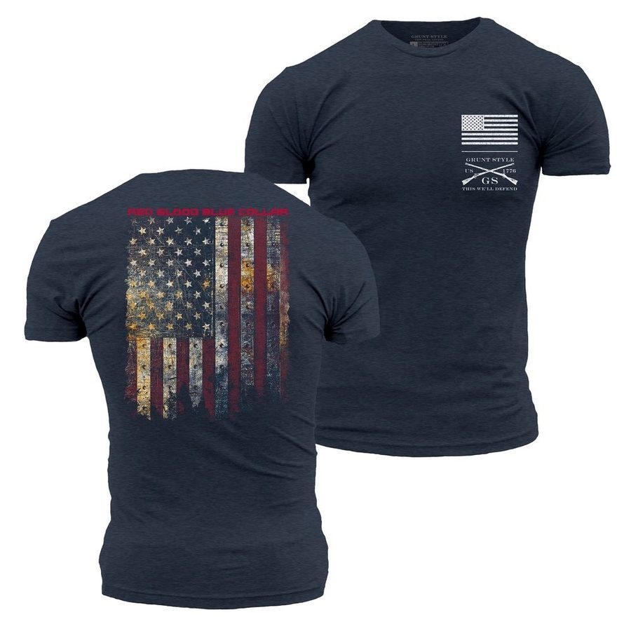 Red Blood Blue Collar¬Æ T-Shirt - Midnight Navy