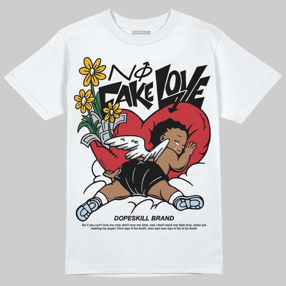 Black Metallic Reimagined 5s DopeSkill T-Shirt No Fake Love Graphic