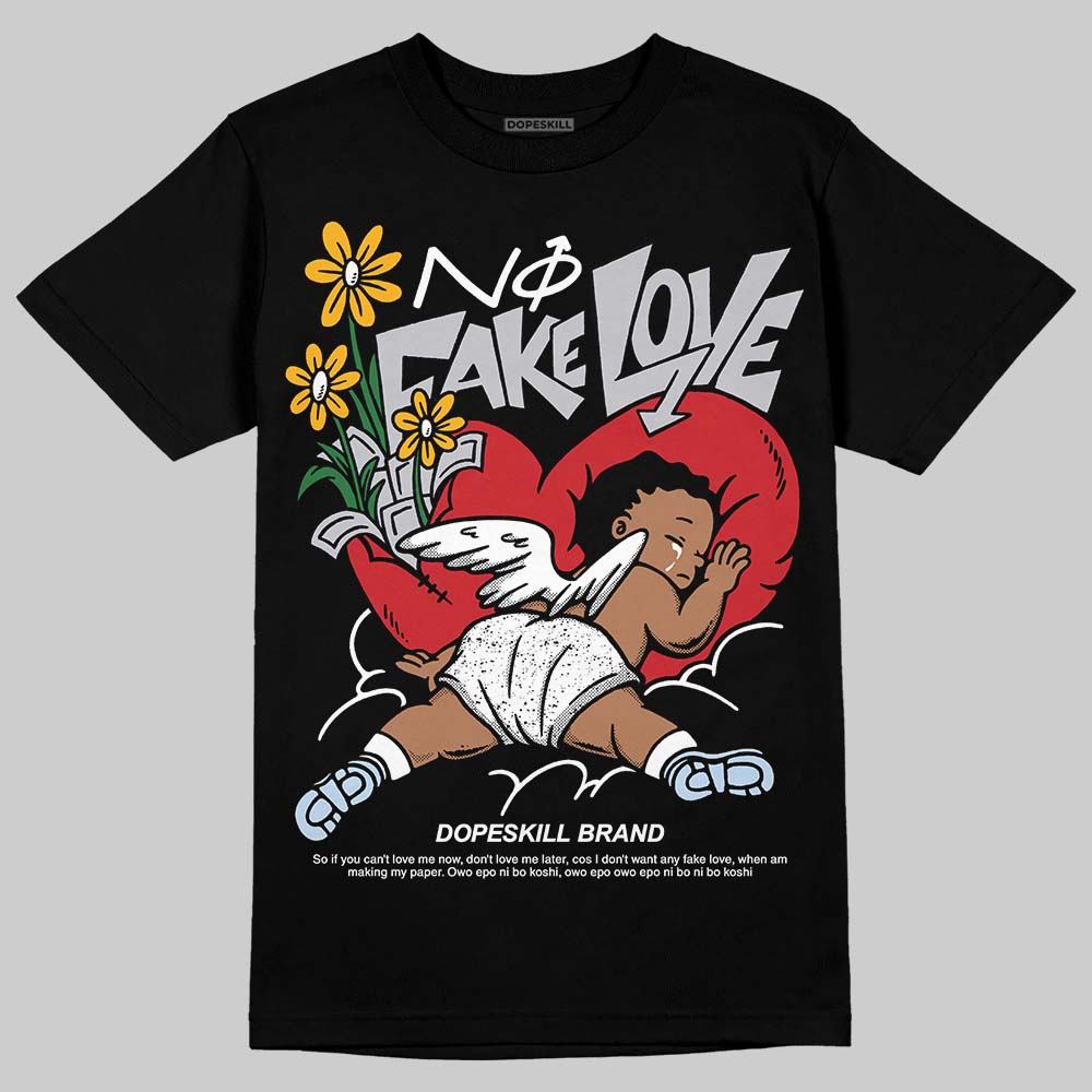 Black Metallic Reimagined 5s DopeSkill T-Shirt No Fake Love Graphic