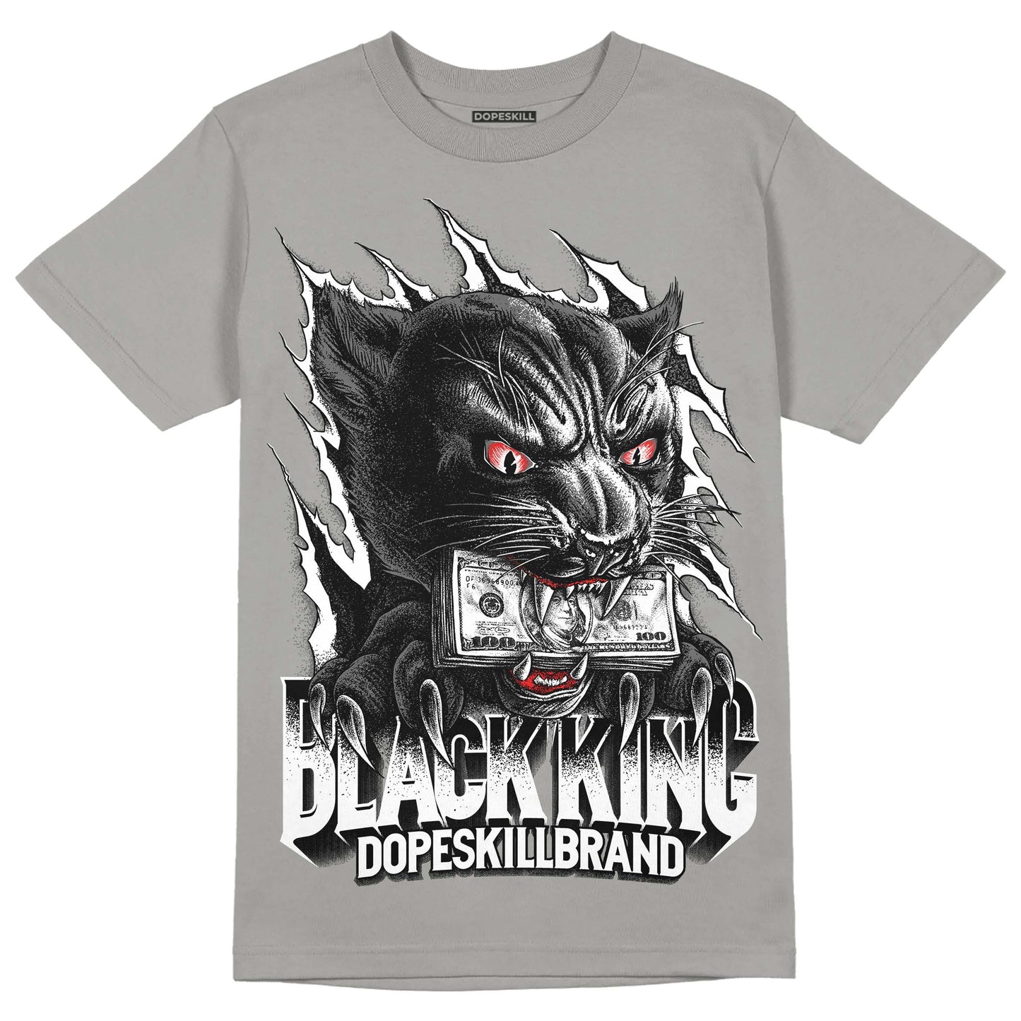 Grey Collection DopeSkill Grey T-shirt Black King Graphic
