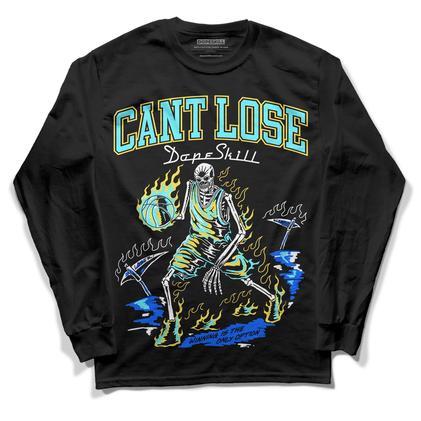 Aqua 5s DopeSkill Long Sleeve T-Shirt Cant Lose Graphic