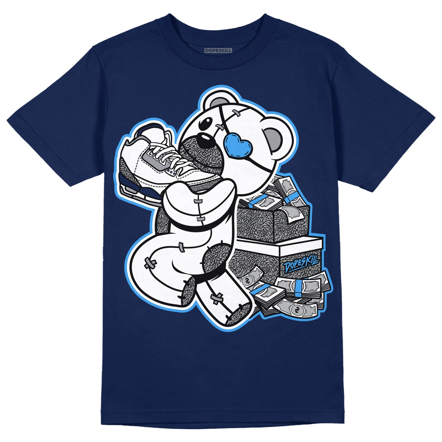 Midnight Navy 3s DopeSkill Navy T-shirt Bear Steals Sneaker Graphic