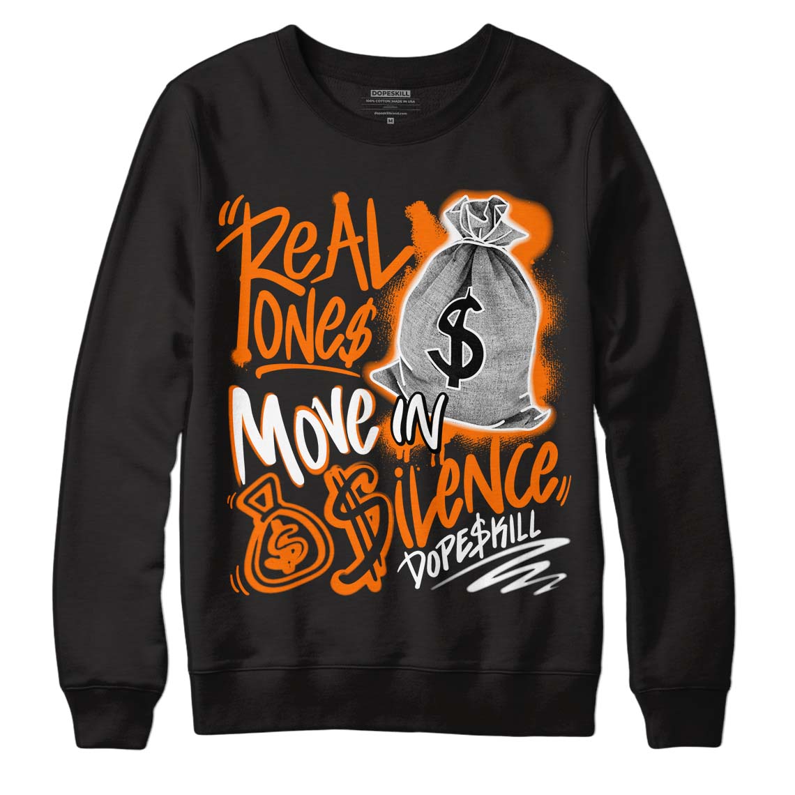 Dunk Low Magma Orange DopeSkill Sweatshirt Real Ones Move In Silence Graphic
