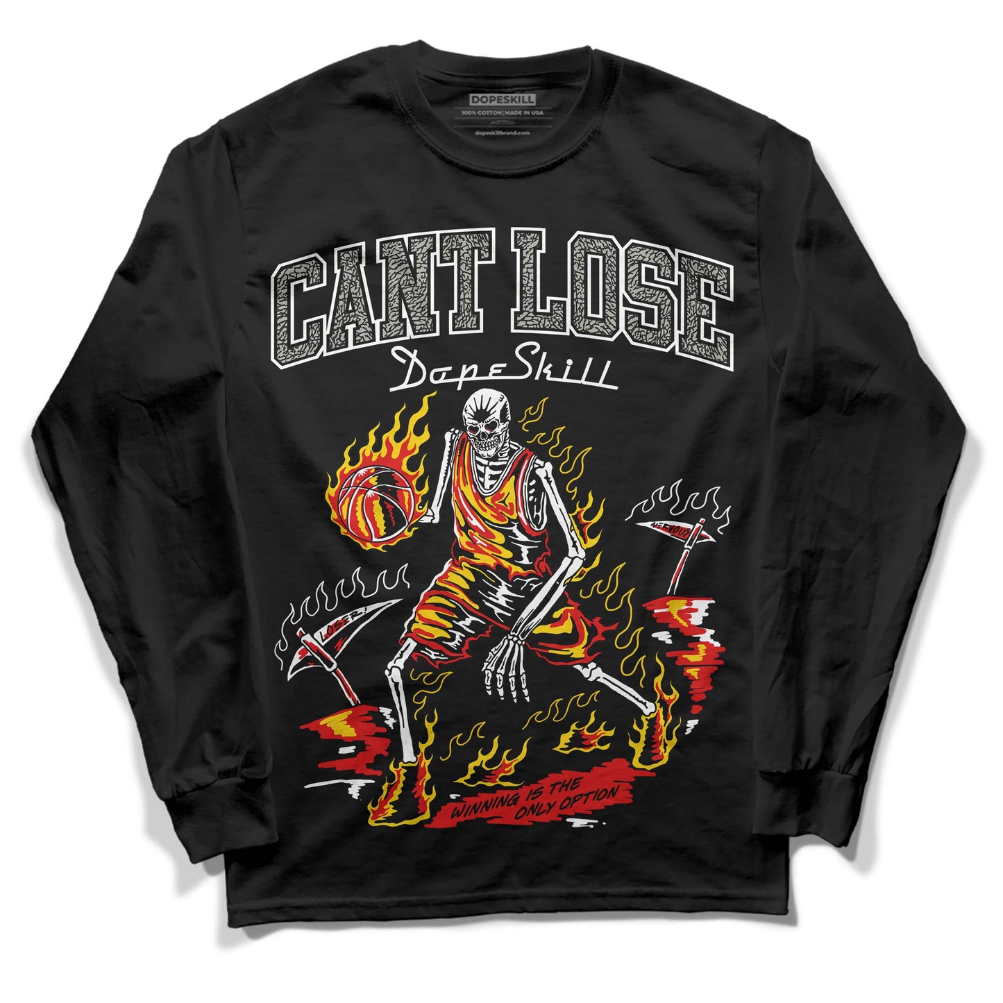 Fire Red 3s DopeSkill Long Sleeve T-Shirt Cant Lose Graphic