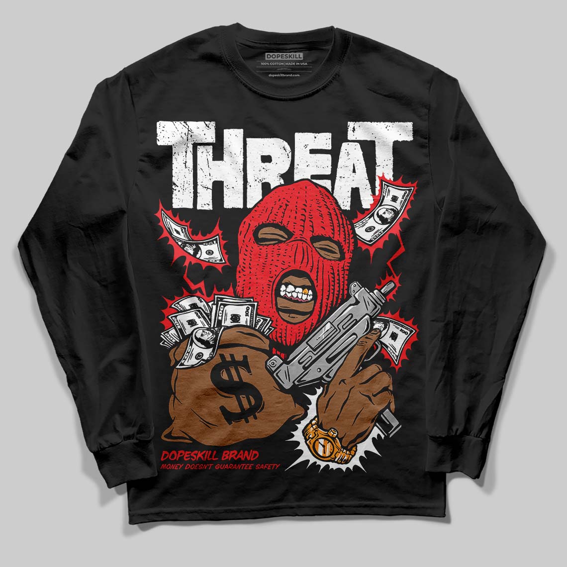 Cherry 11s DopeSkill Long Sleeve T-Shirt Under Threat Graphic