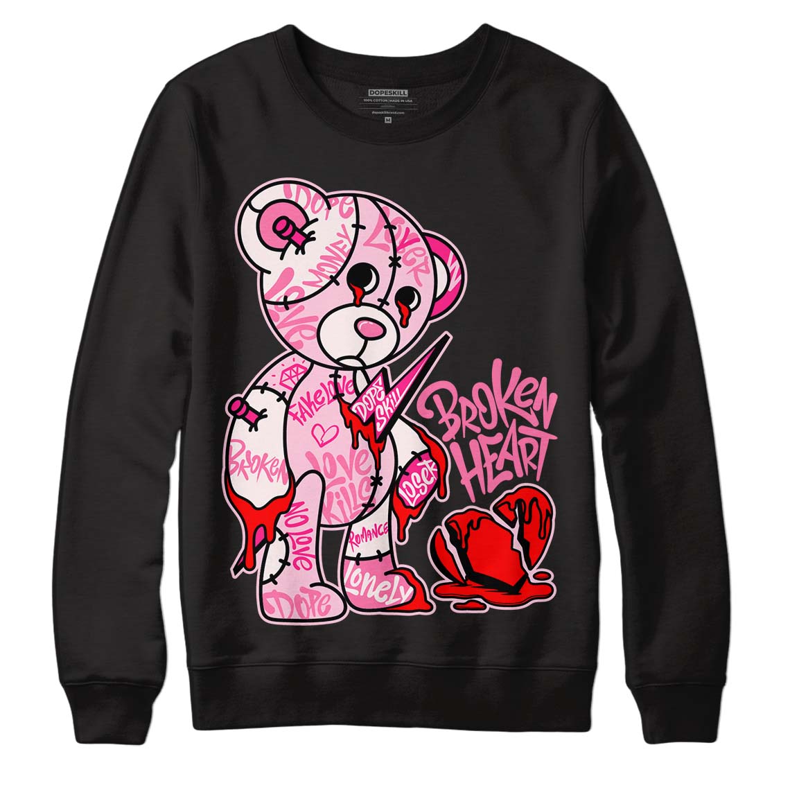 Dunk Low Pink Foam DopeSkill Sweatshirt Broken Heart Graphic
