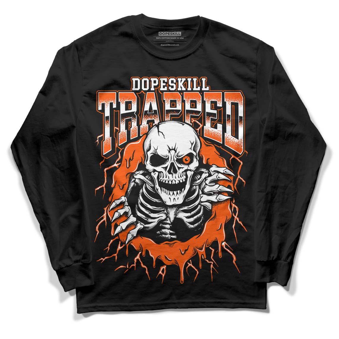 Orange Milk DopeSkill Long Sleeve T-Shirt Trapped Halloween Graphic