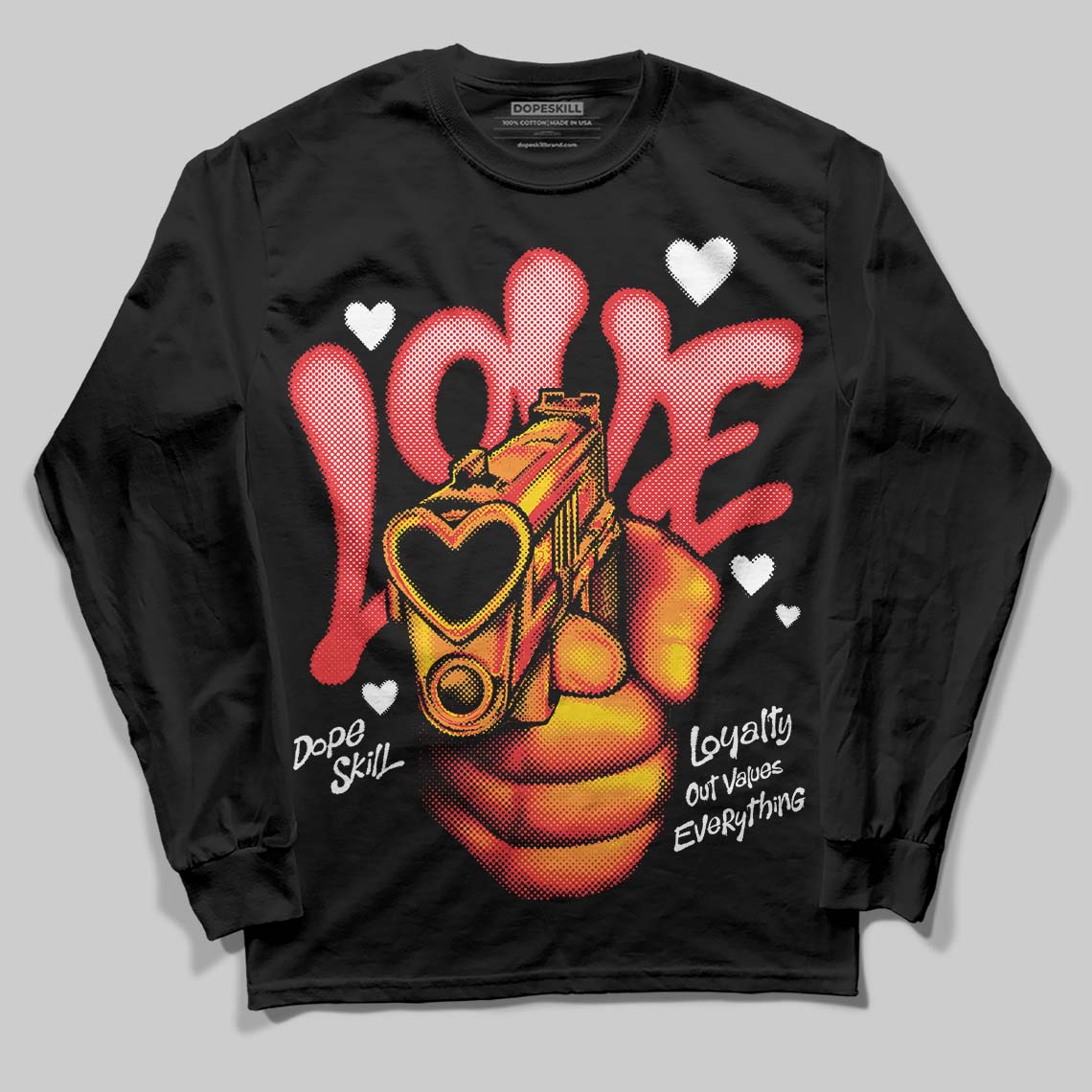 Black and White Collection DopeSkill Long Sleeve T-Shirt Love Shot Graphic