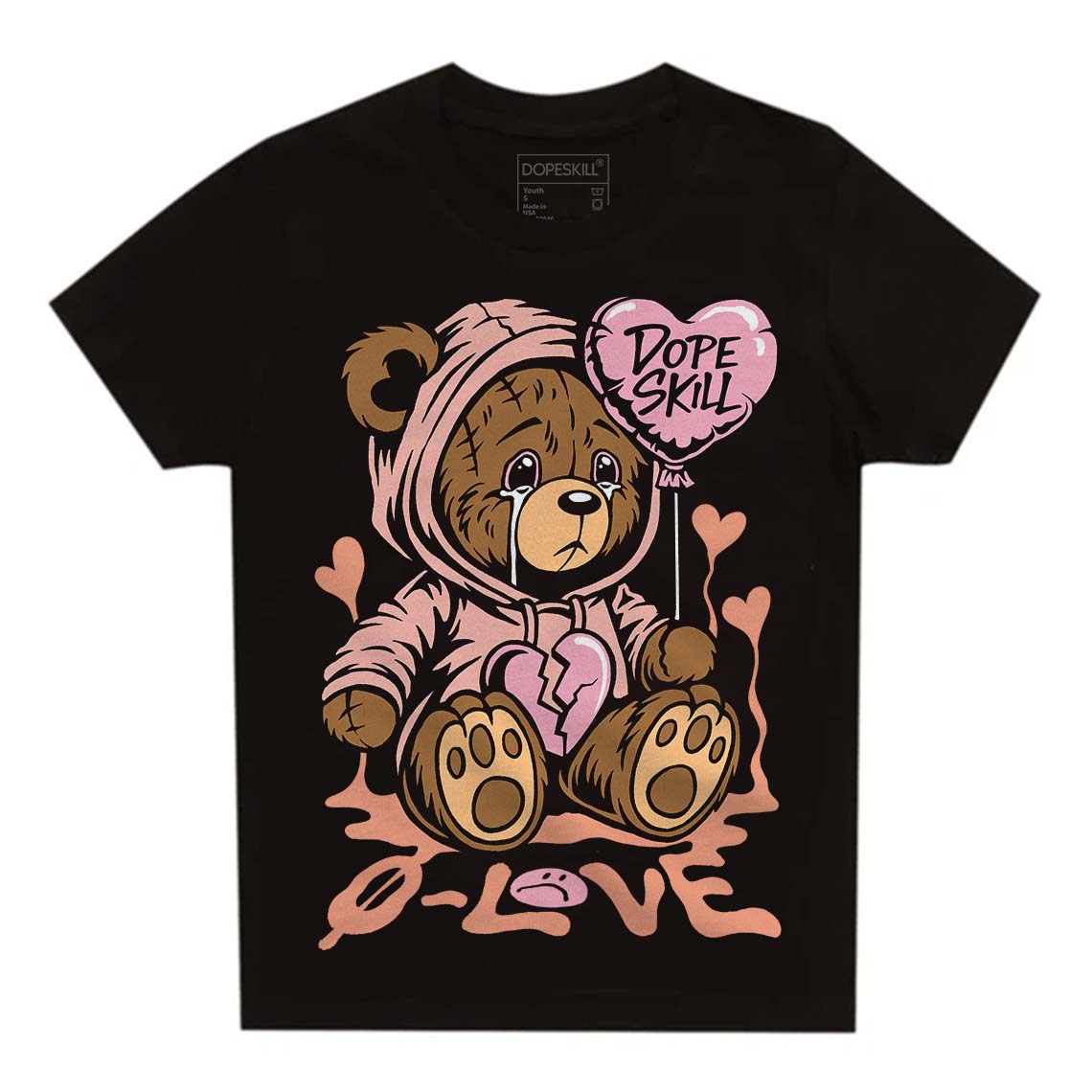 Legend Pink 11s DopeSkill Toddler Kids T-shirt Broken Bear Graphic