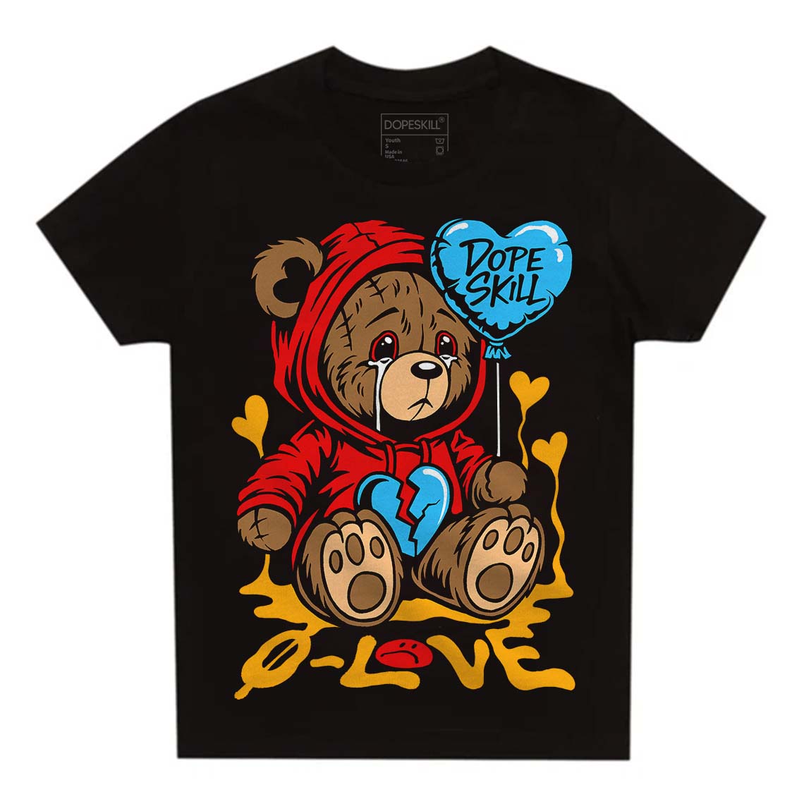 Red Collection DopeSkill Toddler Kids T-shirt Broken Bear Graphic