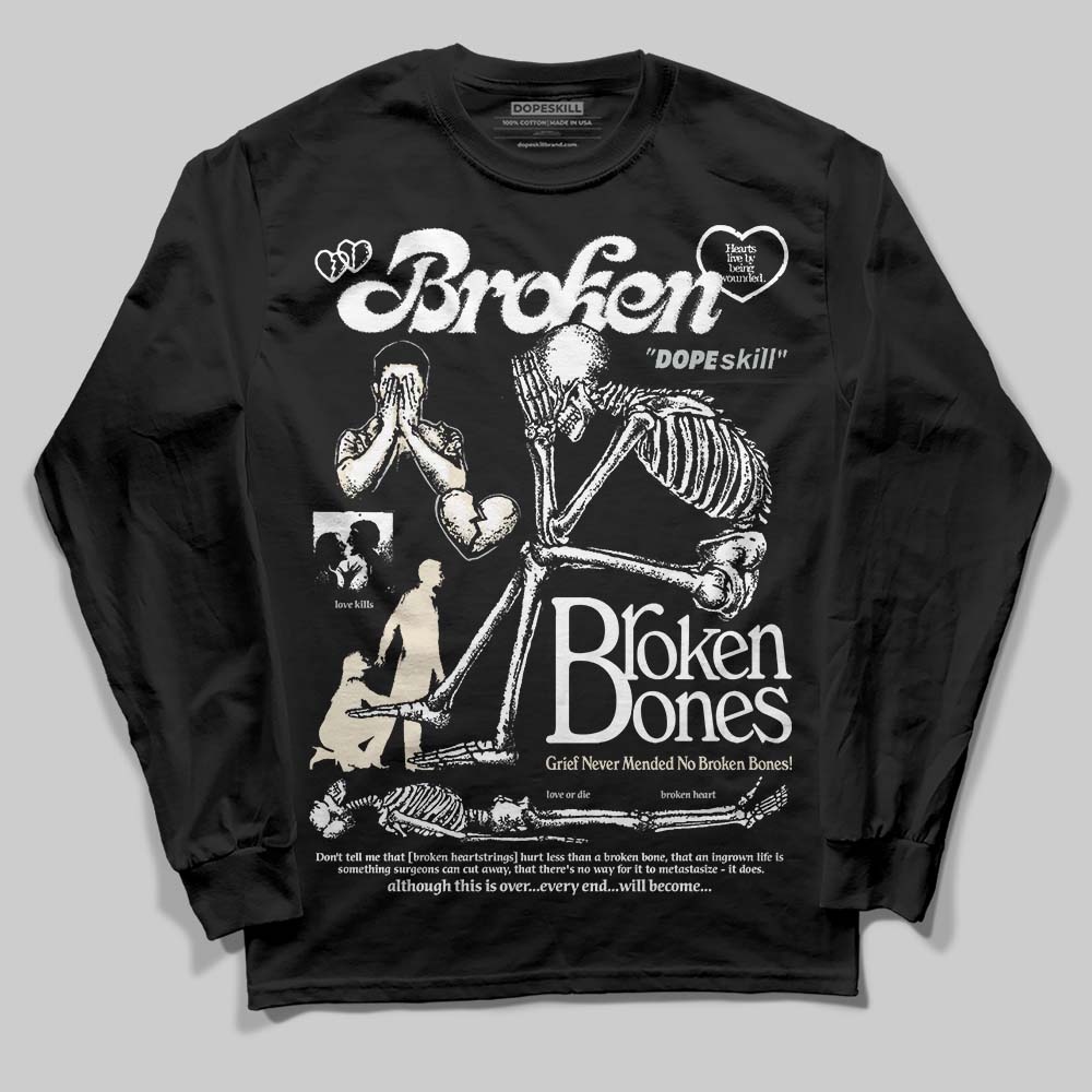 Reverse Metallic 5s DopeSkill Long Sleeve T-Shirt Broken Bones Graphic