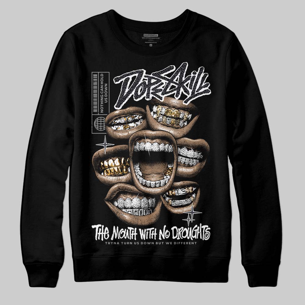 Black Cat 3s DopeSkill Sweatshirt The Mouth With No Droughts Graphic