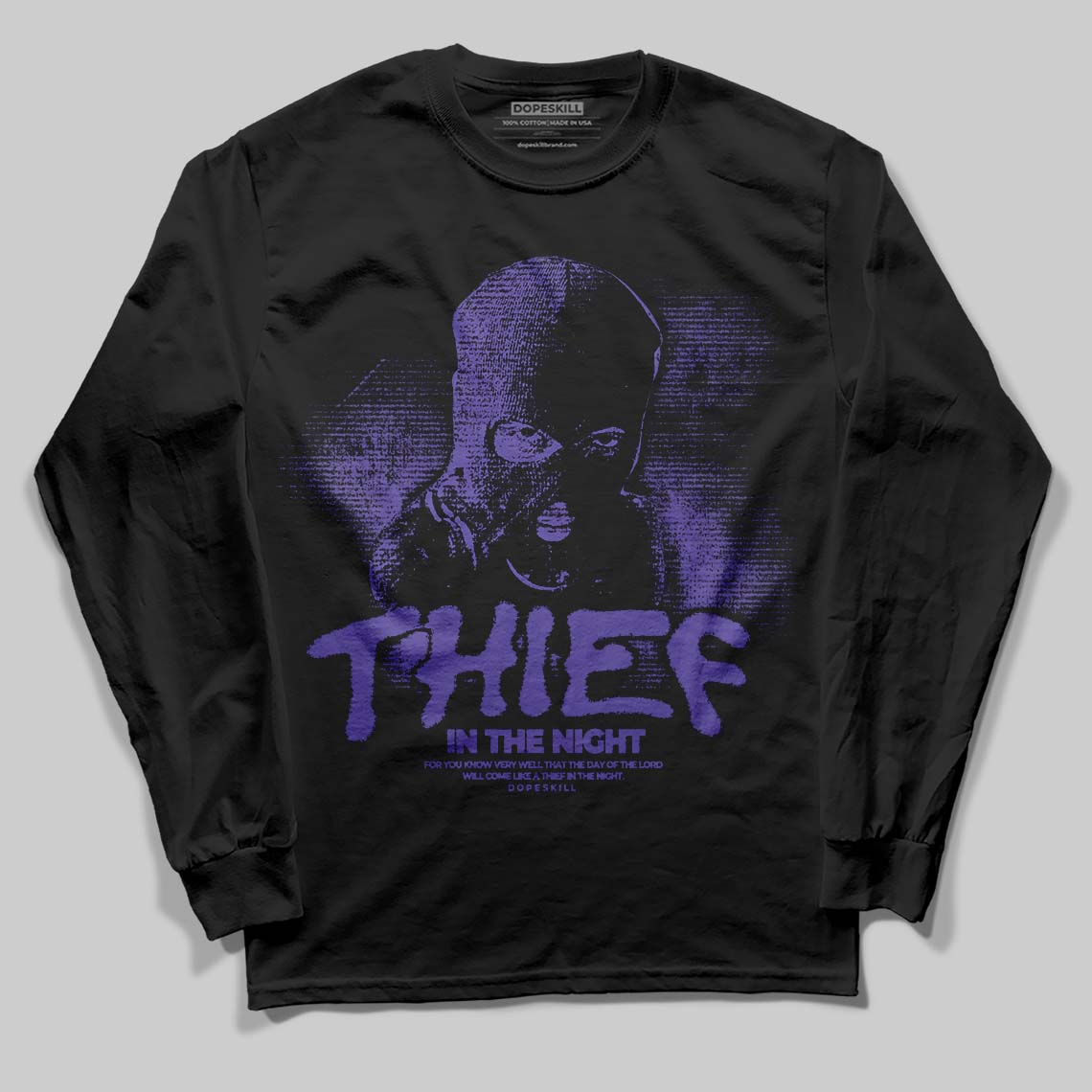 Grape 5s DopeSkill Long Sleeve T-Shirt Thief In The Night Graphic