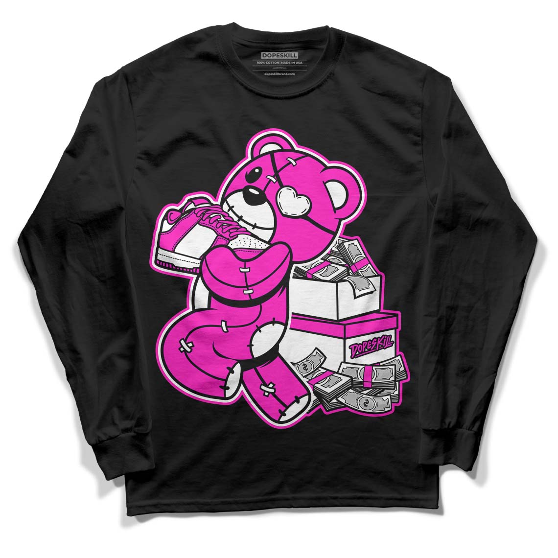 Dunk Low Active Fuchsia DopeSkill Long Sleeve T-Shirt Bear Steals Sneaker Graphic