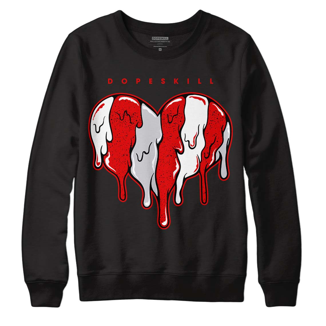 Red Cement 4S DopeSkill Sweatshirt Slime Drip Heart Graphic