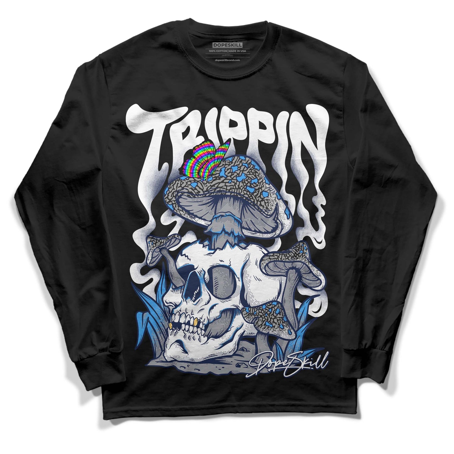 Midnight Navy 3s DopeSkill Long Sleeve T-Shirt Trippin Graphic