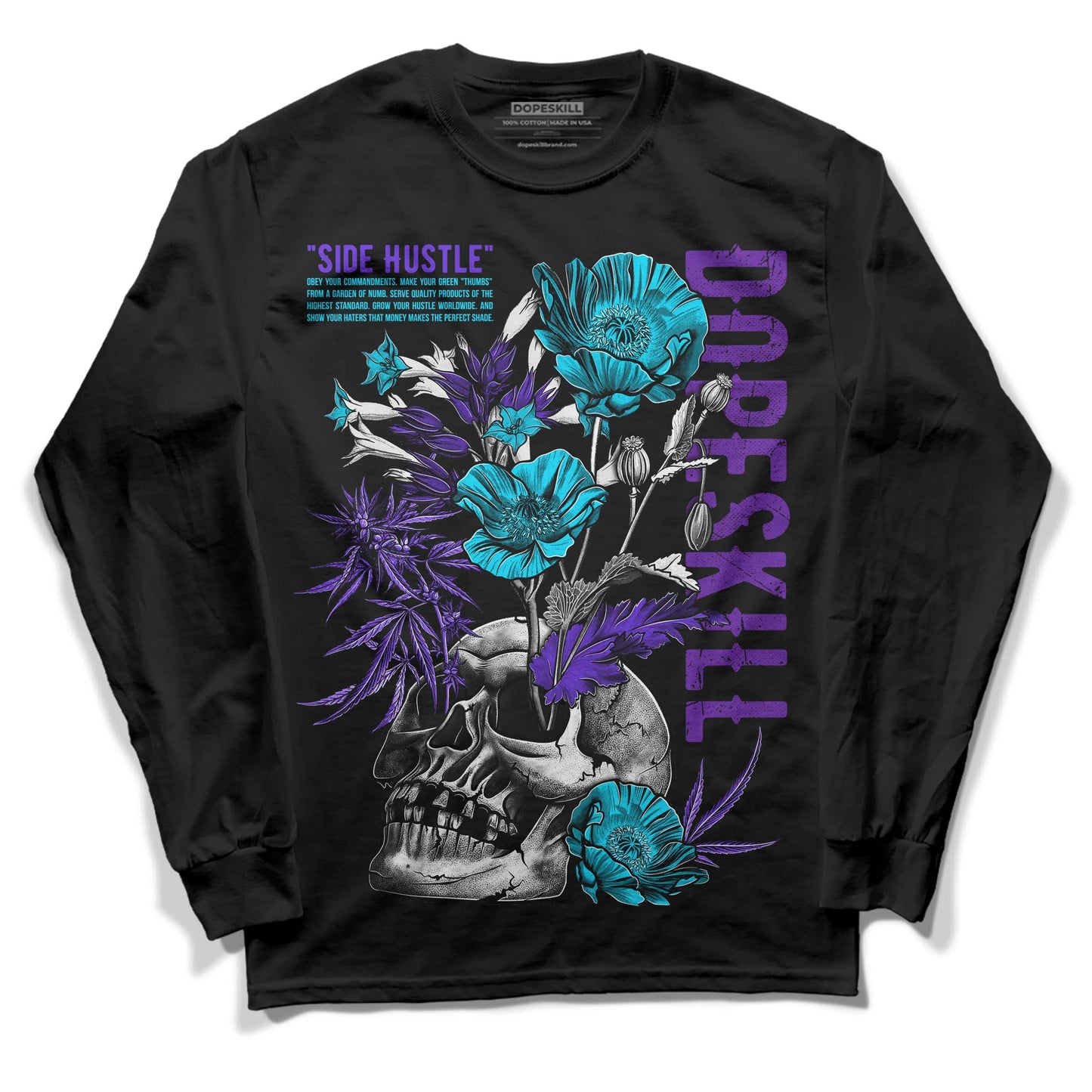 Aqua 6s DopeSkill Long Sleeve T-Shirt Side Hustle Graphic