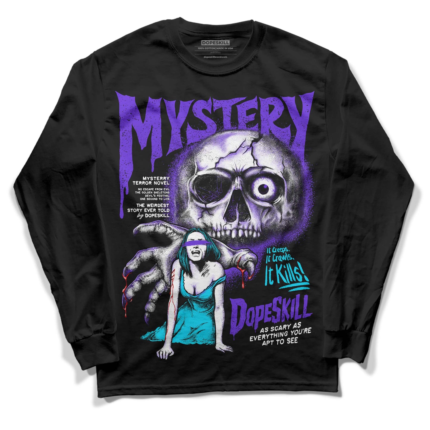 Aqua 6s DopeSkill Long Sleeve T-Shirt Mystery Ghostly Grasp Graphic