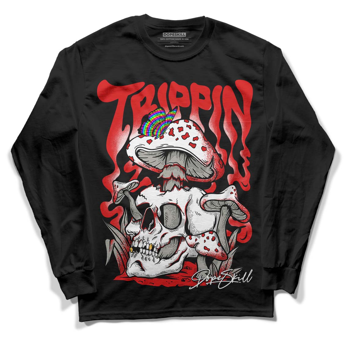 Fire Red 3s DopeSkill Long Sleeve T-Shirt Trippin Graphic