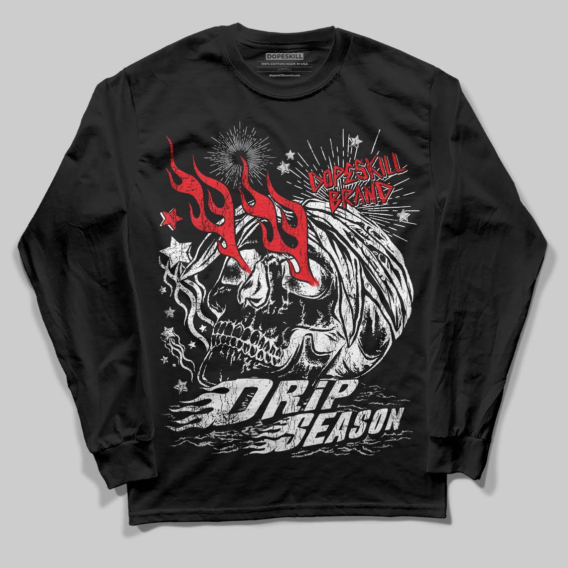 Black and White Collection DopeSkill Long Sleeve T-Shirt Drip Season Graphic