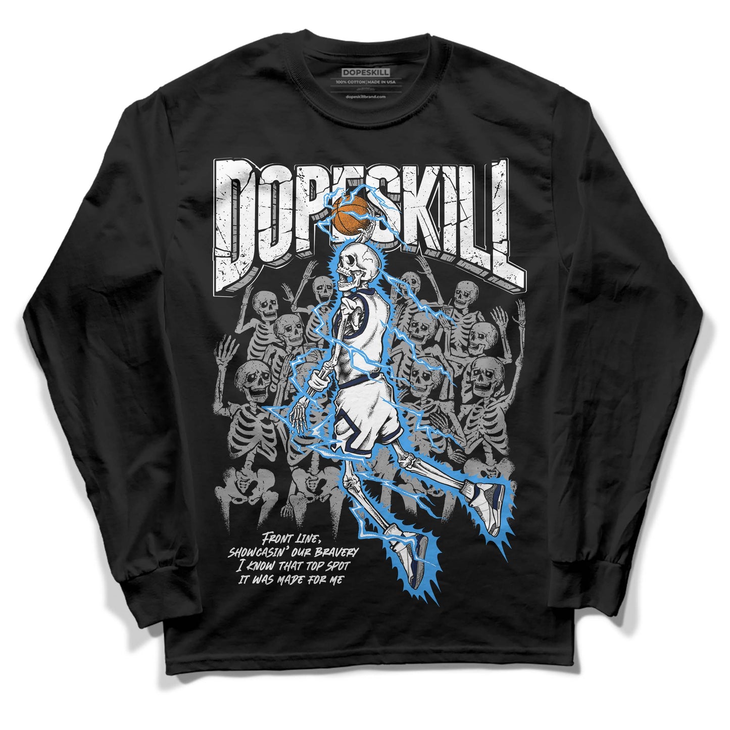 Midnight Navy 3s DopeSkill Long Sleeve T-Shirt Thunder Dunk Graphic