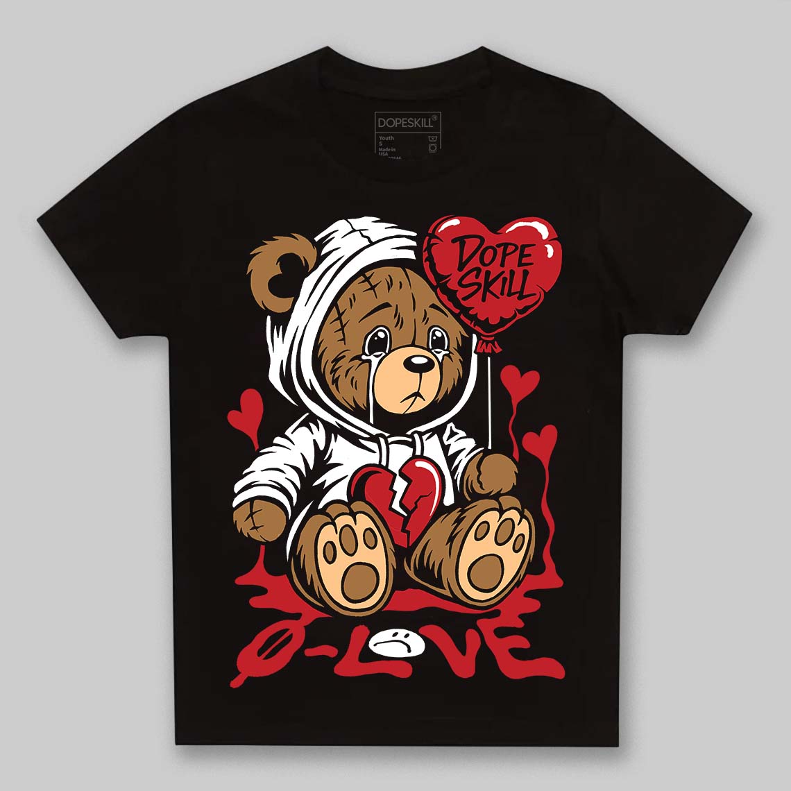 Bred 11s DopeSkill Toddler Kids T-shirt Broken Bear Graphic