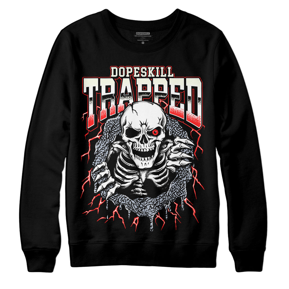 White Cement Reimagined 3s DopeSkill Sweatshirt Trapped Halloween Graphic