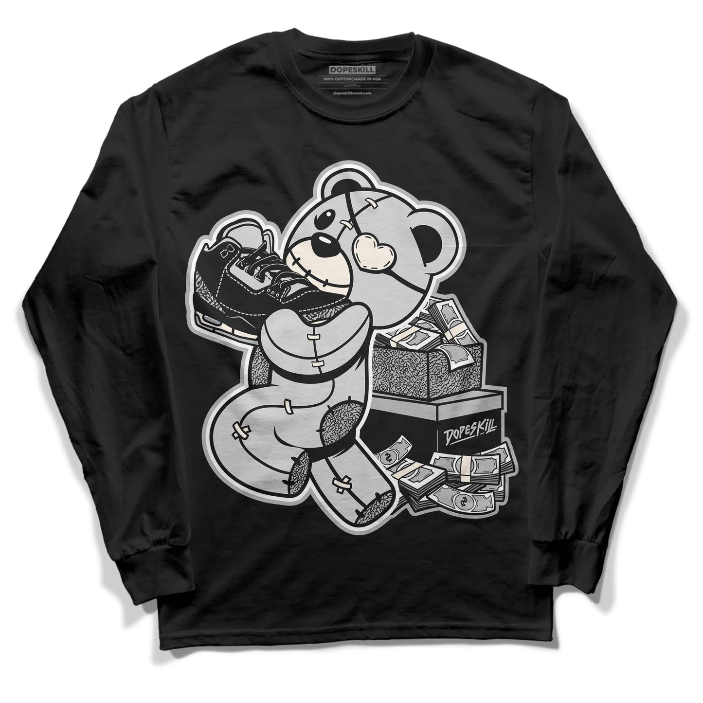 Off Noir 3s DopeSkill Long Sleeve T-Shirt Bear Steals Sneaker Graphic