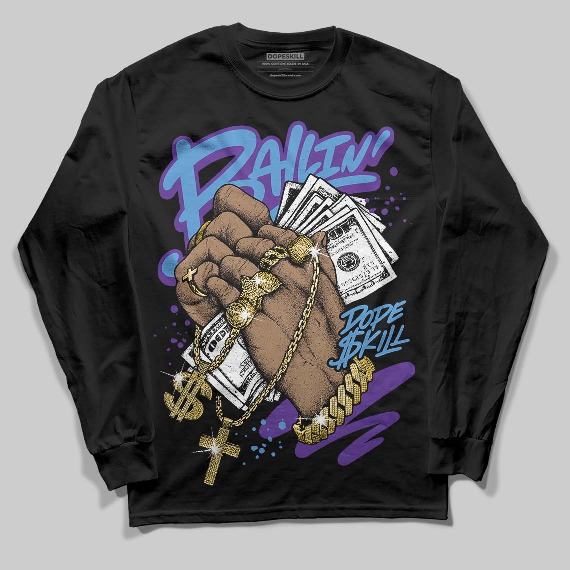 PURPLE Collection DopeSkill Long Sleeve T-Shirt Always Ballin' Graphic