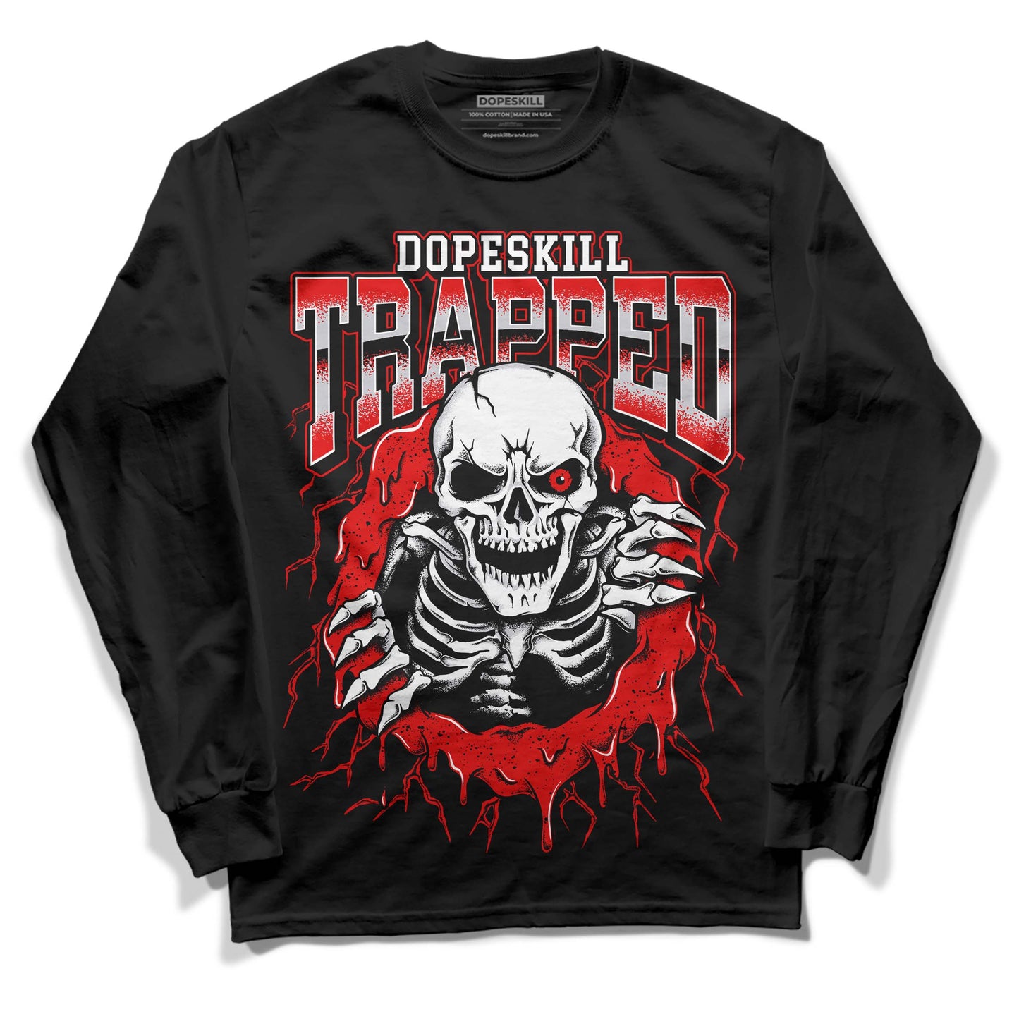 Red Cement 4S DopeSkill Long Sleeve T-Shirt Trapped Halloween Graphic