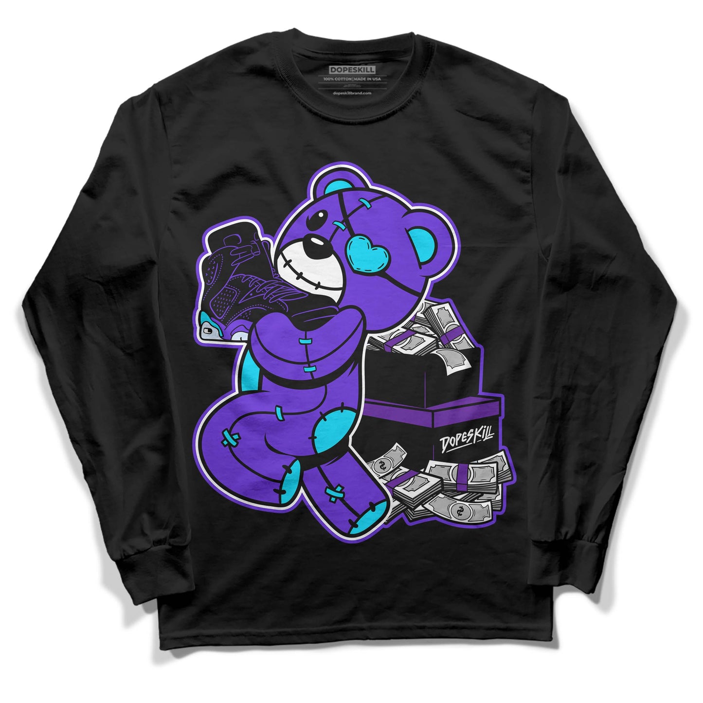 Aqua 6s DopeSkill Long Sleeve T-Shirt Bear Steals Sneaker Graphic
