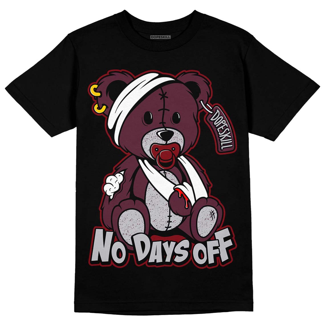 Burgundy 5s DopeSkill T-Shirt Hurt Bear Graphic