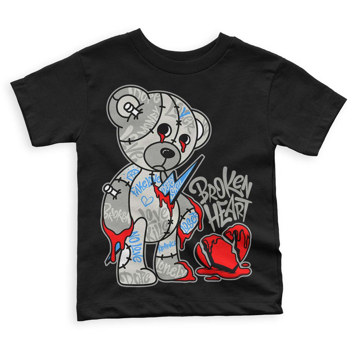 Military Black 4s DopeSkill Toddler Kids T-shirt Broken Heart Graphic