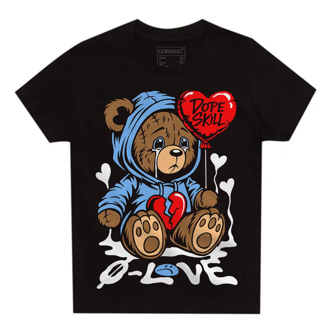Powder Blue 9s DopeSkill Toddler Kids T-shirt Broken Bear Graphic