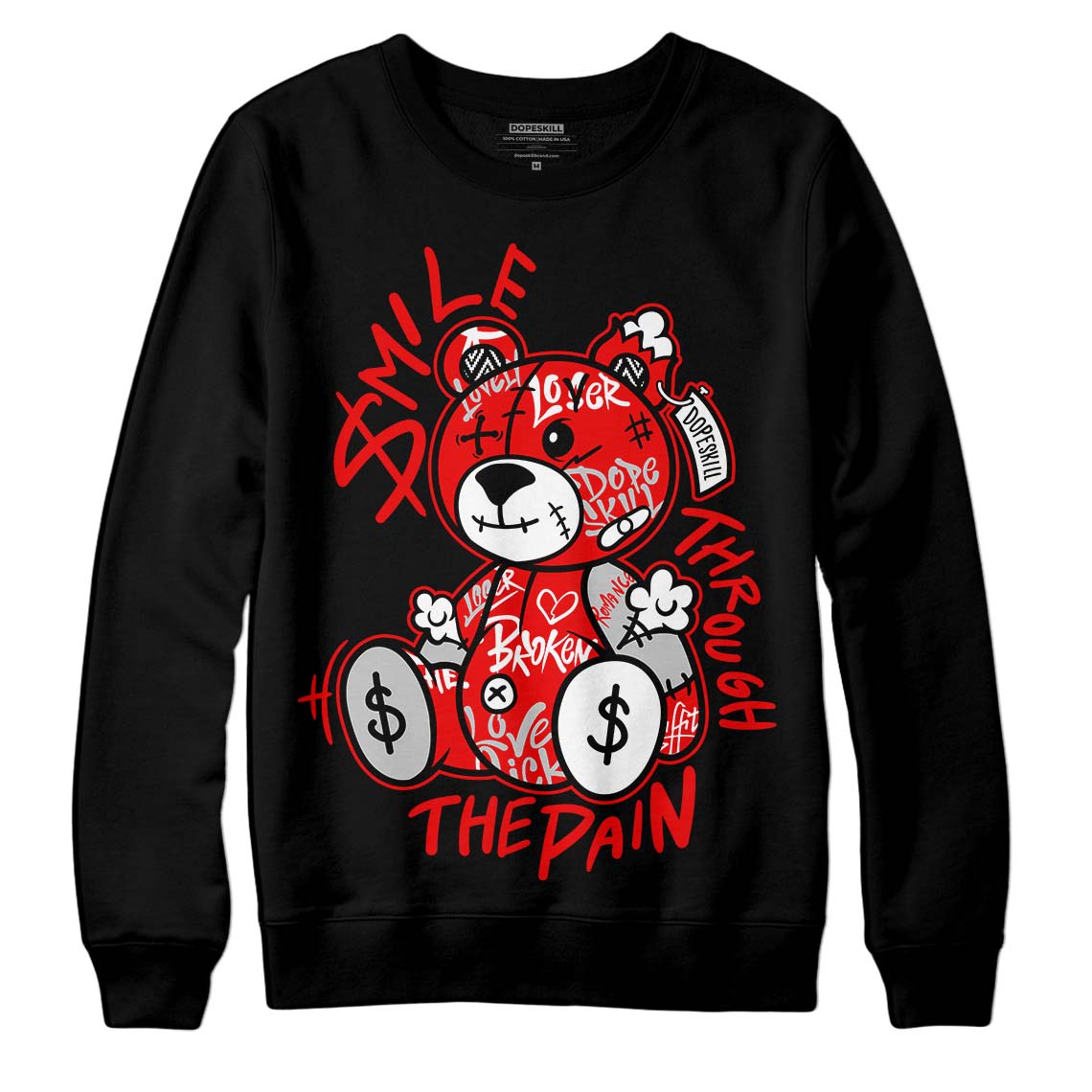 Cherry 12s DopeSkill Sweatshirt Smile Through The Pain Graphic