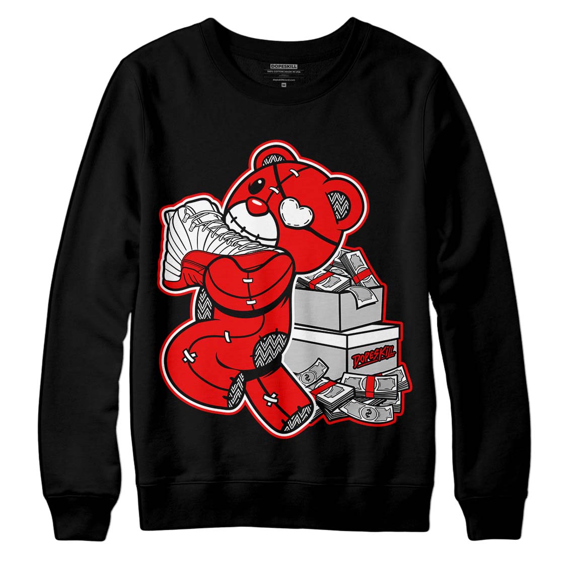 Cherry 12s DopeSkill Sweatshirt Bear Steals Sneaker Graphic