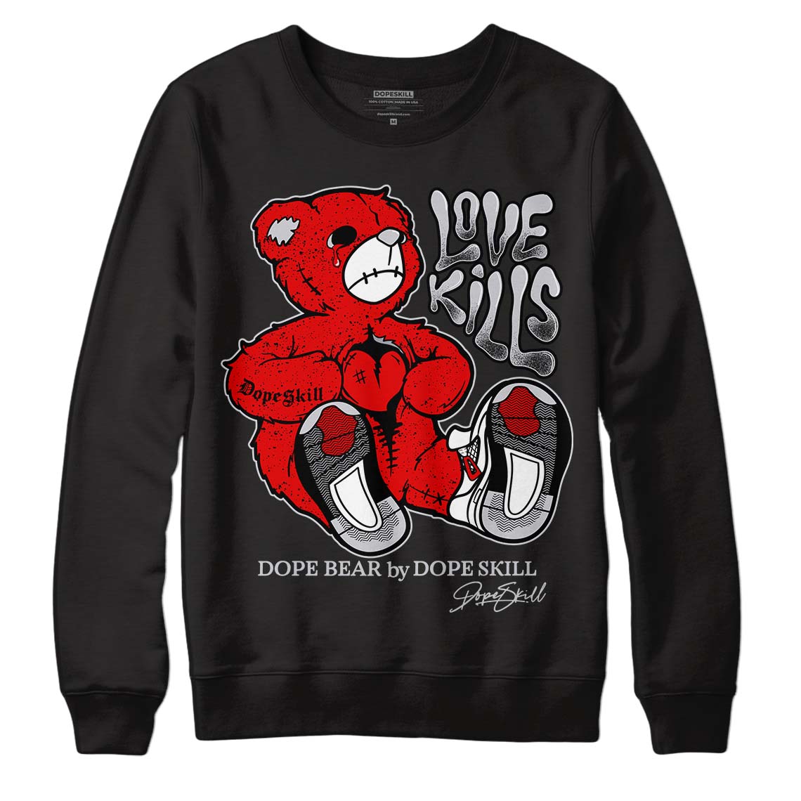 Red Cement 4S DopeSkill Sweatshirt Love Kills Graphic